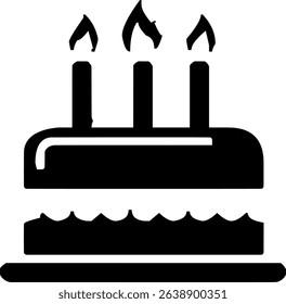 Black Birthday Cake Silhouette with Candles.	