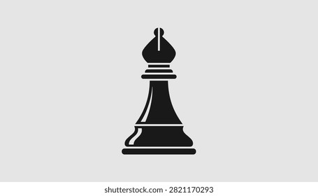 Black bishop chess piece icon with high contrast details against a solid light grey background.