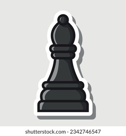 black bishop, editable cartoon style sticker vector