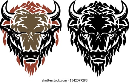 Black Bison Head Mascot