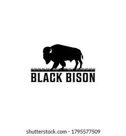 Black bison logo on white background