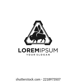 black bison silhouette logo vector