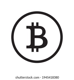 Black Bitcoin Crypto Icon Vector Isolated on White Background