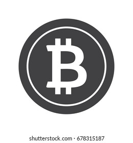 Black bitcoin icon for cryptocurrency, virtual currency, digital money, ecash