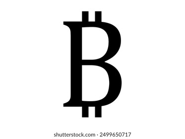 Black bitcoin letter icon on white background
