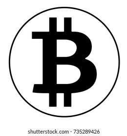 Black bitcoin sign icon isolated on white background. Vector illustration, cryptocurrency icon, symbol. 