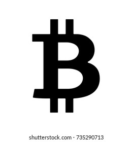 Black bitcoin sign icon isolated on white background. Vector illustration, cryptocurrancy icon, symbol.