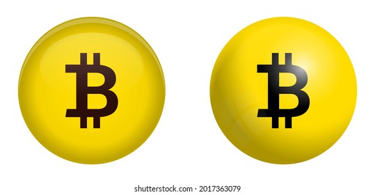 Schwarzes Bitcoin-Symbol auf Gelb oder 3D-Kreis
