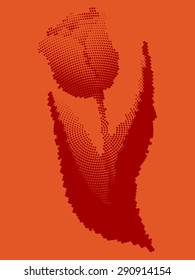 Black bitmap tulip on an orange background.