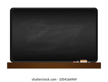 Black blackboard background blank empty dirty chalkboard isolated on white background vector illustrations. Education back to school concept