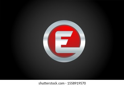 black blackground red metal E alphabet letter logo design icon for company or business. Suitable as a logotype