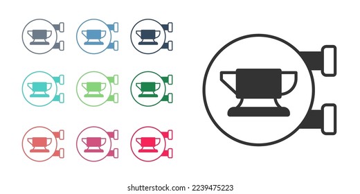 Black Blacksmith anvil tool icon isolated on white background. Metal forging. Forge tool. Set icons colorful. Vector