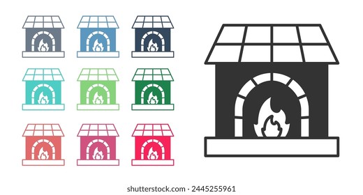 Black Blacksmith oven icon isolated on white background. Set icons colorful. Vector