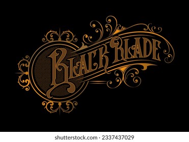 BLACK BLADE lettering custom tattoo logo