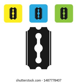 Black Blade razor icon isolated on white background. Set icons colorful square buttons. Vector Illustration