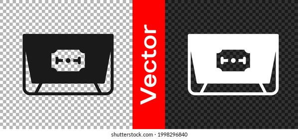 Icono de afeitar de hoja negra aislado en fondo transparente.  Vector