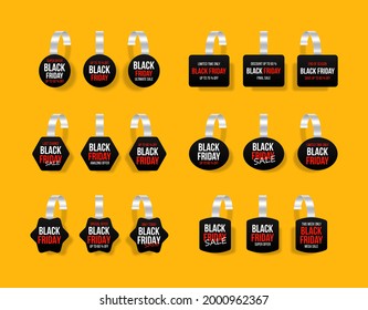Black blank advertising wobblers isolated on transparent background.