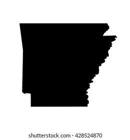 Mapa de estado de Arkansas en blanco negro. Ilustración vectorial plana. EPS10.