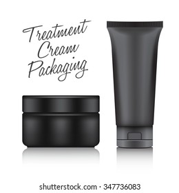 Black Blank Cosmetic Container : Vector Illustration