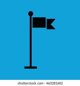 Black blank flag icon vector. Blue background