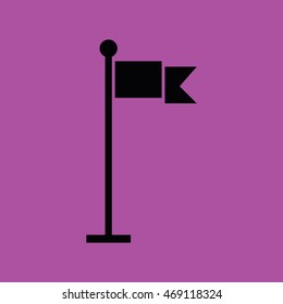 Black blank flag icon vector. Purple background