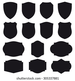 Shields collection black silhouette shield shape Vector Image