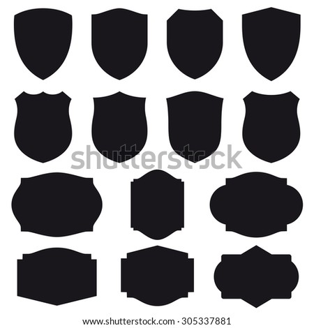 Black blank label and badges on white background