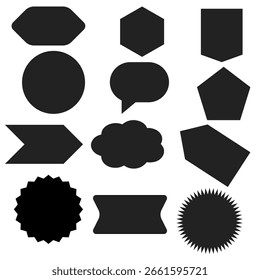 Conjunto de Formas de etiqueta en blanco negro Plantilla de icono de discurso de etiqueta de etiqueta vacía
