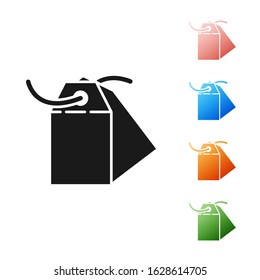 Black Blank label template price tag icon isolated on white background. Empty shopping discount sticker. Template discount banner. Set icons colorful. Vector Illustration