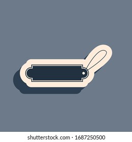 Black Blank label template price tag icon isolated on grey background. Empty shopping discounts sticker. Template discount banner. Long shadow style. Vector Illustration