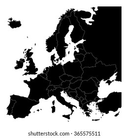 Black Blank Map Of Europe