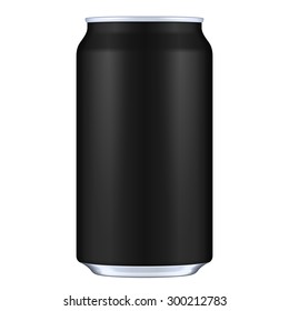 Black Blank Metal Aluminum Beverage Drink Can. Illustration Isolated. Mock Up Template Ready For Your Design. Vector EPS10