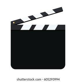 Black blank open clapperboard isolated on white background. Movie clapper board mockup. Vector illustration