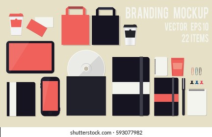 Black blank set of vector corporate identity template. Modern business design.