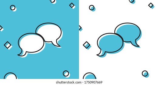 Black Blank speech bubbles icon isolated on blue and white background. FAQ sign. Copy files, chat speech bubble and chart web icons. Random dynamic shapes. Vector Illustration