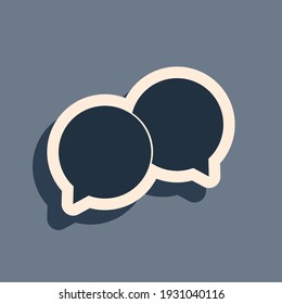 Black Blank speech bubbles icon isolated on grey background. Long shadow style. Vector Illustration
