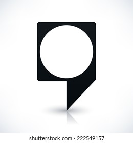 Black blank square map pins sign location icon with circle empty copy space and gray reflection, shadow on white background in flat style. Vector illustration web design element in 8 eps