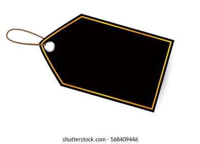 Black Blank Tag with Isolated on White
