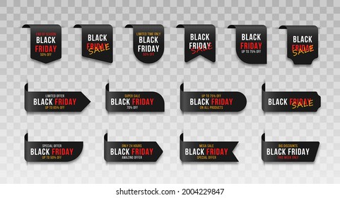 Black blank tape banner for advertising promotion, sale text, heading, title decoration, badge, emblem, frame.