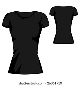 black blank T-shirt design template for womenswear
