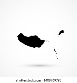 Black blank vector Autonomous Region of Madeira (Portugal) map. Isolated on white background.