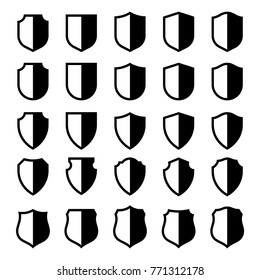 Black blank vector label and badges on white background