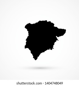 Black blank vector Rutland map. Isolated on white background.