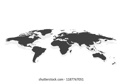 black blank world map fake3D