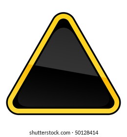 Black blank yellow hazard warning sign on white
