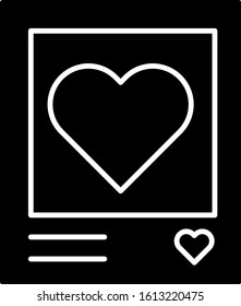 Black Blanks photo frames and hearts icon isolated on white background. Valentines Day symbol.  Vector Illustration