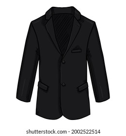 Black Blazer. Business Suit Jacket Vector Cartoon Illustration.