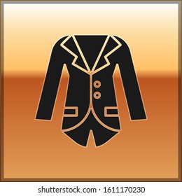 Black Blazer or jacket icon isolated on gold background.  Vector Illustration