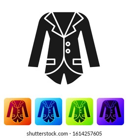 Black Blazer or jacket icon isolated on white background. Set icons in color square buttons. Vector Illustration