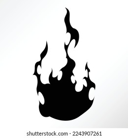 Black blazing fire vector. Suitable for design and tattoos.